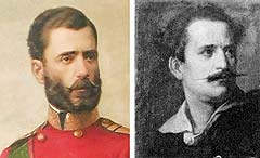 Стеван Тодоровић насликао је портрете и оца (лево) и сина. Оба уља на платну чувају се у београдском Народном музеју. С обзиром на то да је приликом нестручне рестаурације битно измењен лик Велимира Т(е)одоровића, објављујемо црно-белу репродукцију оригинала.